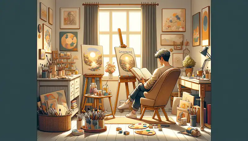 An Artist Reading a Book on His Craft