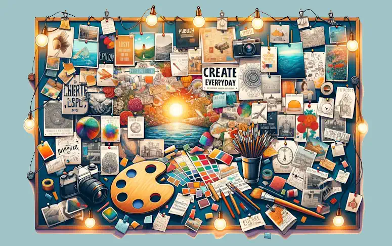 A Vision Board of Creative Goals and Dreams